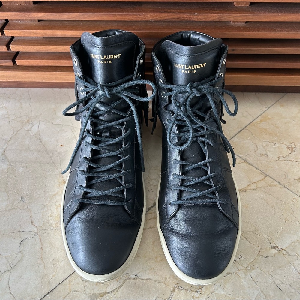 Saint Laurent SL-18 High-Top Black Leather Sneakers - Picture 3 of 14